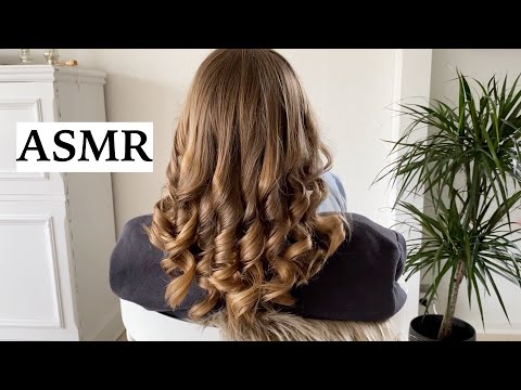 ASMR Curling My Sister's Hair 💜 (hair play, hair brushing, hair styling)