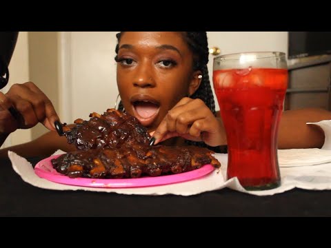 ASMR EATING BBQ RIBS CHEWING SOUNDS!!