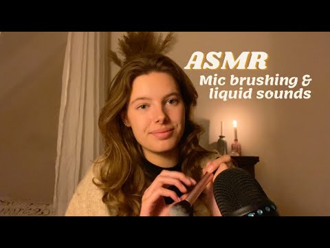 ASMR mic brushing & liquid sounds (with tapping & scratching)