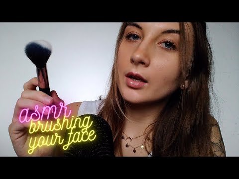 ASMR| TONGUE CLICKING AND BRUSHING YOUR FACE *SUPER RELAXING*