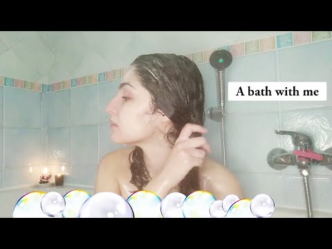 A BATH with me ASMR Whispering (water sound,brushing, hair wash, gently talking and caring tingles