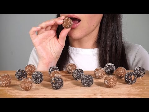 ASMR Eating Sounds: Chocolate & Salted Caramel Snack Balls (No Talking)