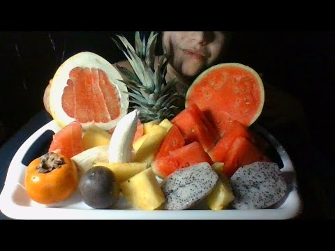 ASMR Exotic Juicy Fruit Platter, Eating Sounds