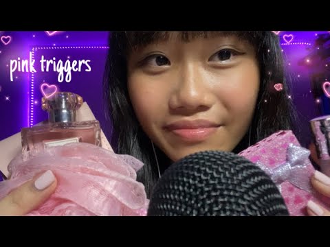 ASMR pink triggers💗🎀(my last video for a bit)
