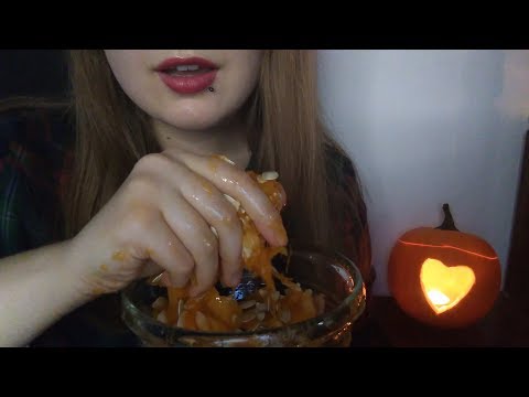 Playing with my Pumkin Seeds 🎃 Wet & Squishy Sounds - No Talking