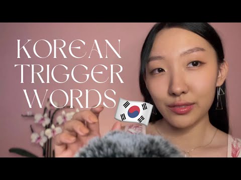 ASMR Korean Trigger Words for Sleep 🇰🇷😴 (+mic brushing, hand movements)