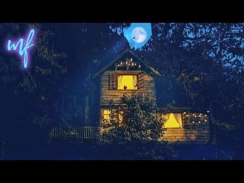 Secret Treehouse ASMR Ambience (forest at night, fireplace, reading sounds and such)