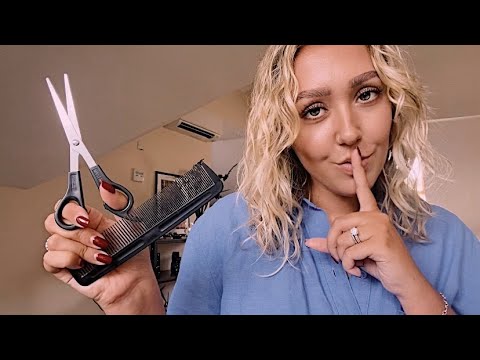 ASMR Quick Haircut (Almost Inaudible/Spraying/Brushing /Cutting/Scrunching Your Hair) Roleplay ✂️