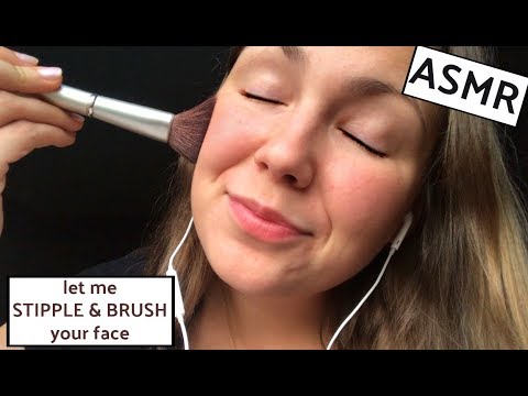 ASMR || Brushing Your Face + Repeating "STIPPLE" + "BRUSH" || Relaxing + UP CLOSE