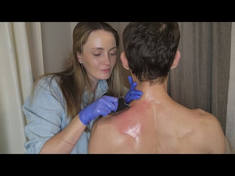 ASMR Fixing His Tight Knots With Deep Muscle Therapy | Gua Sha Hot Oil Treatment | Scalp Check