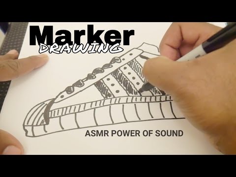 ASMR Marker Drawing No Talking "MY ADIDAS" with Rain Sounds, Marker Sounds (Sharpie) & Hand Sounds