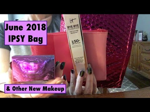 ASMR Gum Chewing/ June Ipsy Bag & Other Makeup Unboxing.  Whisper, Tapping.