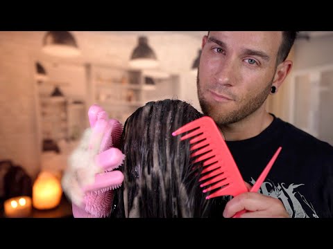 ASMR | Intense Relaxation Hairdresser Brush, Wash and Scalp Treatment | Soft Spoken Male