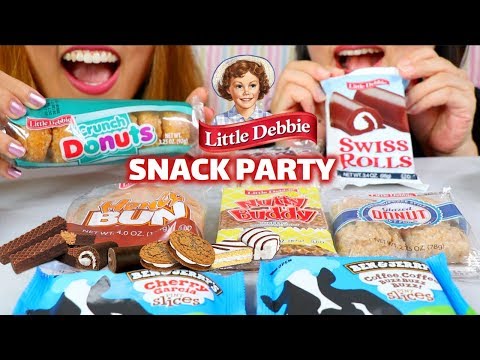ASMR LITTLE DEBBIE DESSERT PARTY (DONUTS, CAKES, ICE CREAM) | Kim&Liz ASMR