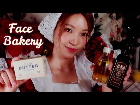 ASMR RP | 🍪 Cozy Winter Bakery Skincare & Makeup on You (ingredients on your skin) {layered sounds}