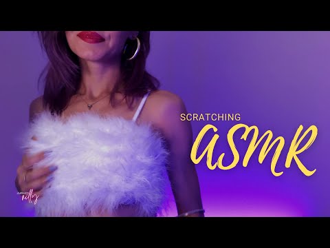 ASMR | Fabric Scratching 👚Velvet, Fishnet & Feather Crop Top Scratching (No Talking)