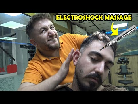 ELECTROSHOCK MASSAGE AND LOUD NECK CRACK 💈 ASMR BARBER 💈 head, face, ear, neck, foot, leg massage
