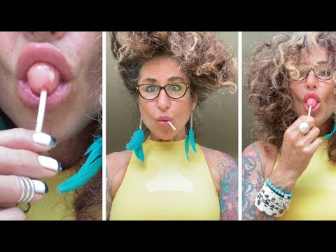 ASMR slurpy lollipop sucking - hair up/down - gum chewing at the end. Requested.
