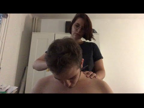 ASMR | Head and Shoulder massage on my Boyfriend (NO TALKING)