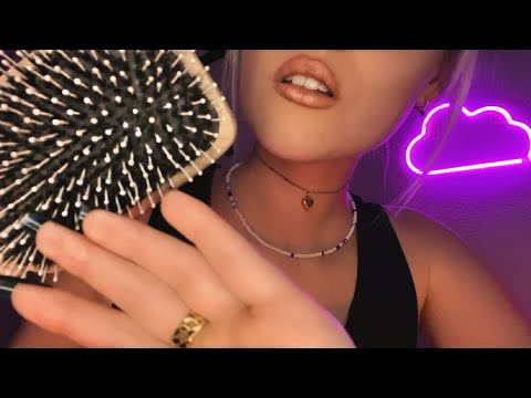 ASMR - Hair Brushing & Sculp Scratching with Long Nails - Layered Sounds