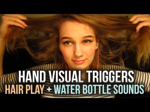 [BINAURAL ASMR] Hand Visual Triggers (hair play, water bottle sounds)