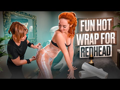HILARIOUS HOME SPA | HOT WRAP AND ASMR RELAXING PECTORAL MASSAGE FOR REDHEAD ALENA