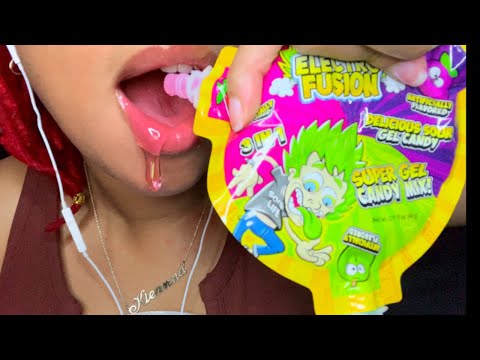 ASMR | Eating Candy | Black Krabby Patty 🍔 Sour Gel Candy,  Planet Gummi
