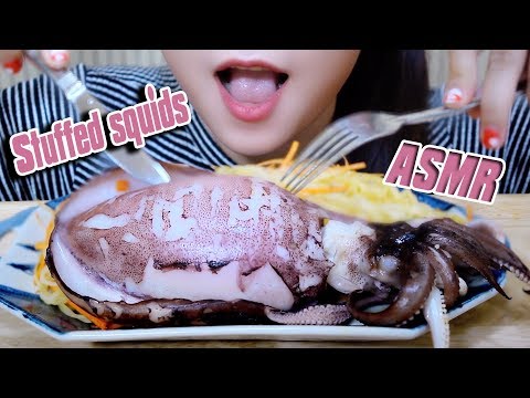 ASMR Rice noodles with Vietnamese stuffed squids (CHEWY Eating Sounds) | LINH-ASMR