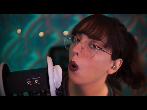 ASMR mic blowing, breathing & inaudible whispers with heavy delay
