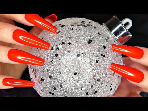 ASMR Scratching & Tapping on Ornaments and Decorations | Christmas Themed | Long Nails | No Talking