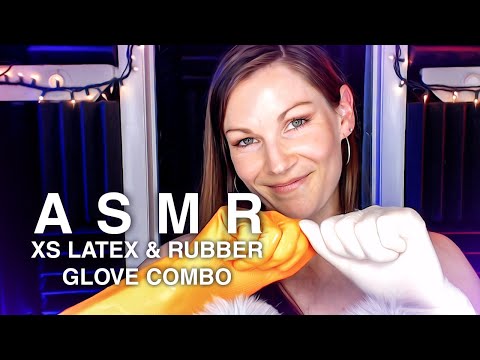ASMR Double XS Latex Gloves with Rubber Dishwashing Gloves (Guaranteed Tingles)