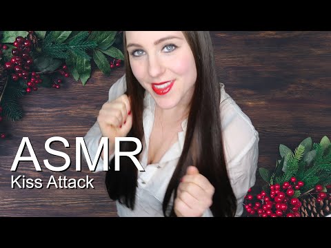 ASMR Kiss attack under the mistletoe