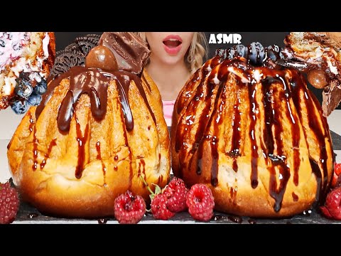 ASMR | Whipped CREAM BREAD DESSERT (Chocolate, Berry) | 크림빵 먹방 EATING SOUND MUKBANG | Oli ASMR