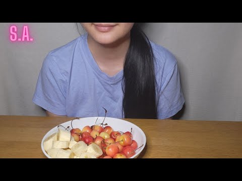 Asmr || Bananas & Cherries Eating Sounds (NOTALKING)