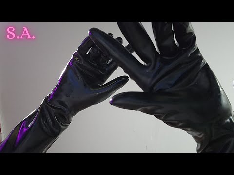 Asmr | NO SOUNDS - Upclose & Random Handmovement with Shiny Black Gloves