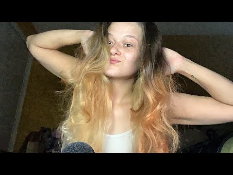ASMR hair play - scalp scratching up close chaotic hand movements + mouth sounds