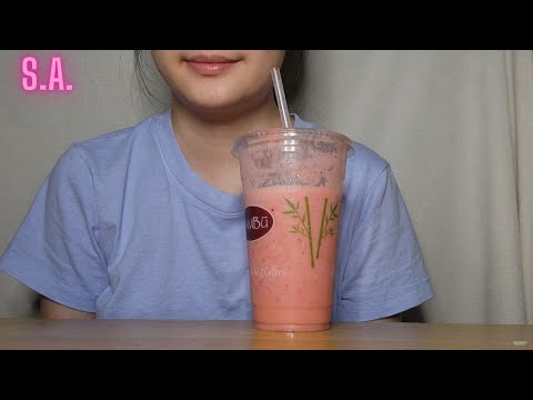 Asmr | Strawberry Smoothie Drinking Sounds (NOTALKING)