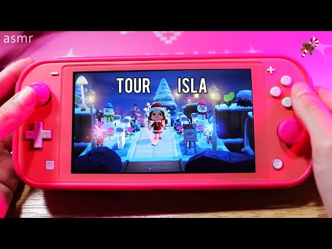 ASMR en español TOUR DE MI ISLA NAVIDEÑA DE ANIMAL CROSSING 🎄