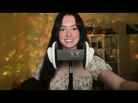 ASMR 3dio mouth sounds + mic rubbing and tapping 🌺