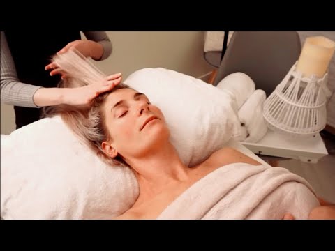 ASMR skin awakening facial with Ice Globes and Oil | Head massage (soft spoken)