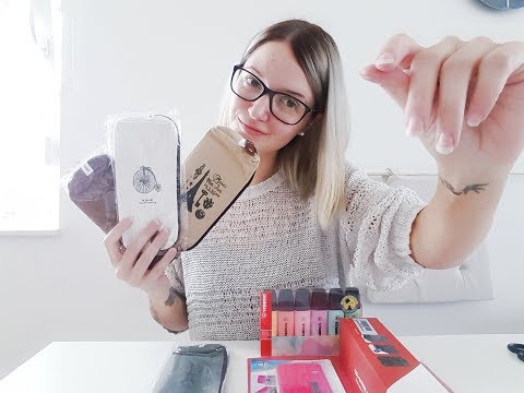 ASMR Unboxing -  school stuff and books - tapping crinkeling whispering scratching and more