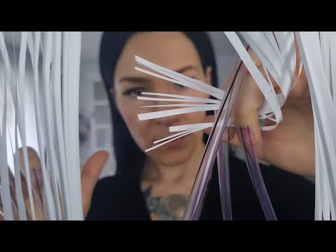 Paper Haircut with straw fingernails *ASMR*