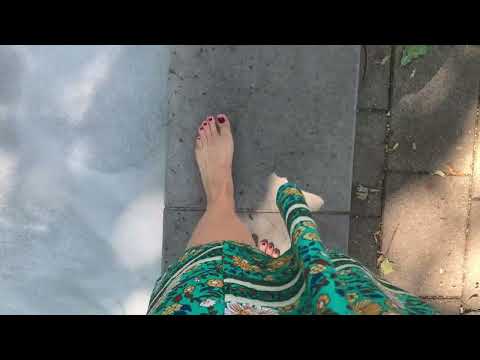 ASMR Toes barefeet walking on water fountain deeply relaxing