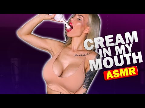 ASMR Creamy Mouth Sounds - a Mouth full of whipped cream 🍭 Fun ASMR 🍭