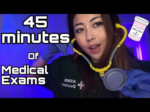 ASMR 45 minutes of Medical Exams (cranial nerve,eyes,lice…)