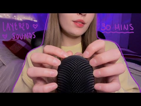 30 Minutes of Bare Mic Scratching with LAYERED M0uth Sounds💜 | ASMR