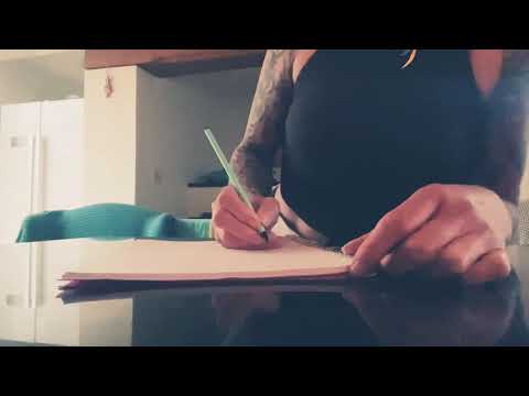 ASMR pencil writing sounds with whispers - short and sweet until your main course is ready