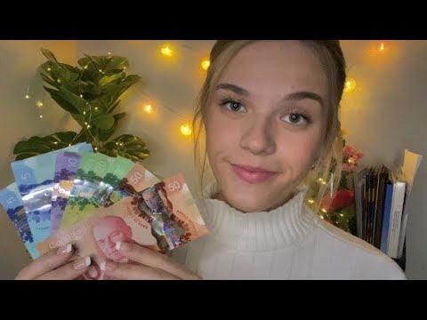 ASMR Bank Roleplay 💸 (typing, counting money, writing) + Giveaway