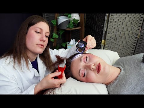 Examining Tingling Pain on her Scalp | Face Mapping & Scalp Check ASMR