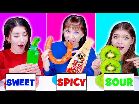 ASMR Sweet vs Spicy vs Sour Food Challenge | Eating Sounds LiLiBu